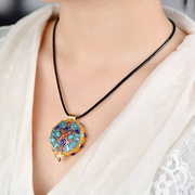 Very Thai s925 silver inlaid natural agate turquoise trend ladies silver pendant silver plated pendant