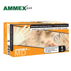 AMMEX/爱马斯工业加厚实验检查橡胶手术手套劳保胶皮一次性乳胶