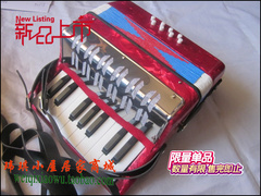 8贝司17键儿童手风琴,有背带,生日礼物六一礼物摄影道具，红色