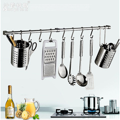 全304不锈钢厨房挂杆壁挂厨具挂钩置物架多功能厨房挂件餐具挂架