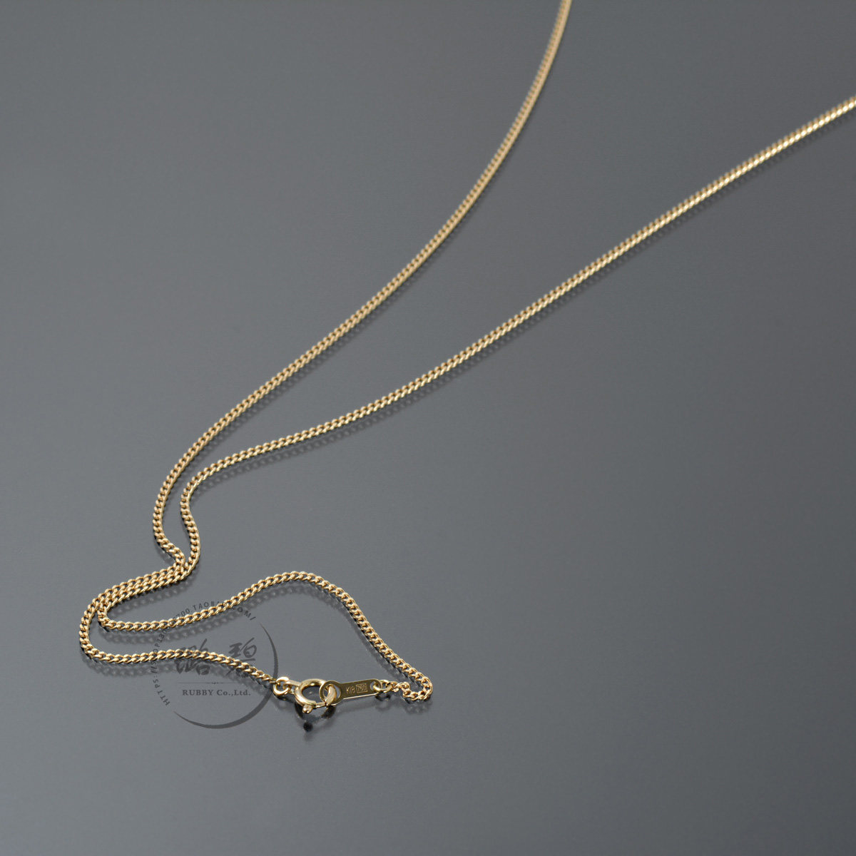 日本18k黄金项链首饰素链2切面侧身链喜平链au750 k金链丨宽1.1mm