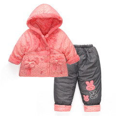 女宝宝冬装婴儿衣服棉衣加厚套装0-1-2岁女童外出服棉服两件套