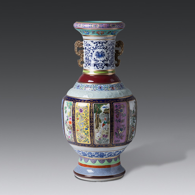 1.51亿瓷母 乾隆款 十二种色釉彩大瓶