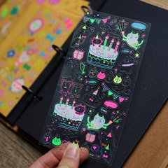 平面可爱荧光派对系列 DIY相册 日记装饰手帐贴纸 创意礼物 9款选