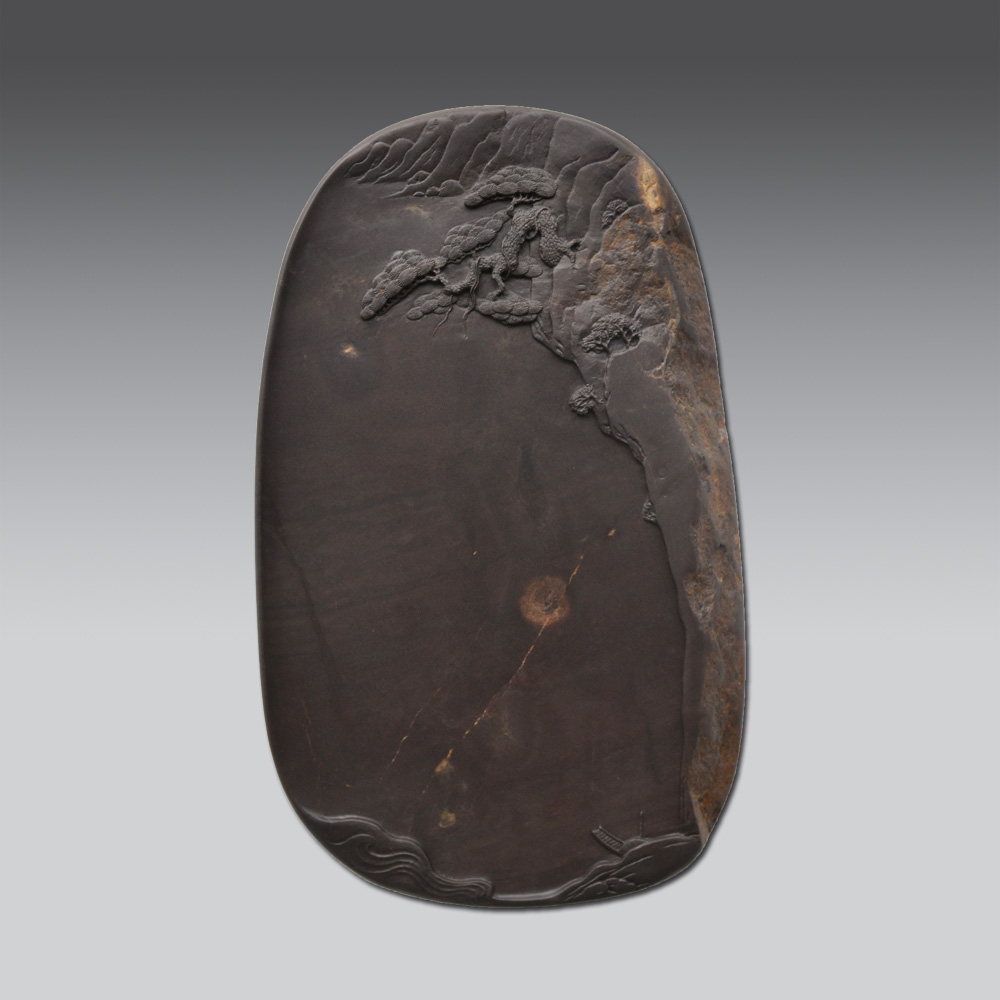 端砚大师张玉强作品 麻子坑 《松崖夜泊》砚