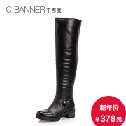 C.banner/for thousands of women's shoes leather chunky heels and down to keep warm in winter long over the knee boots A4689106