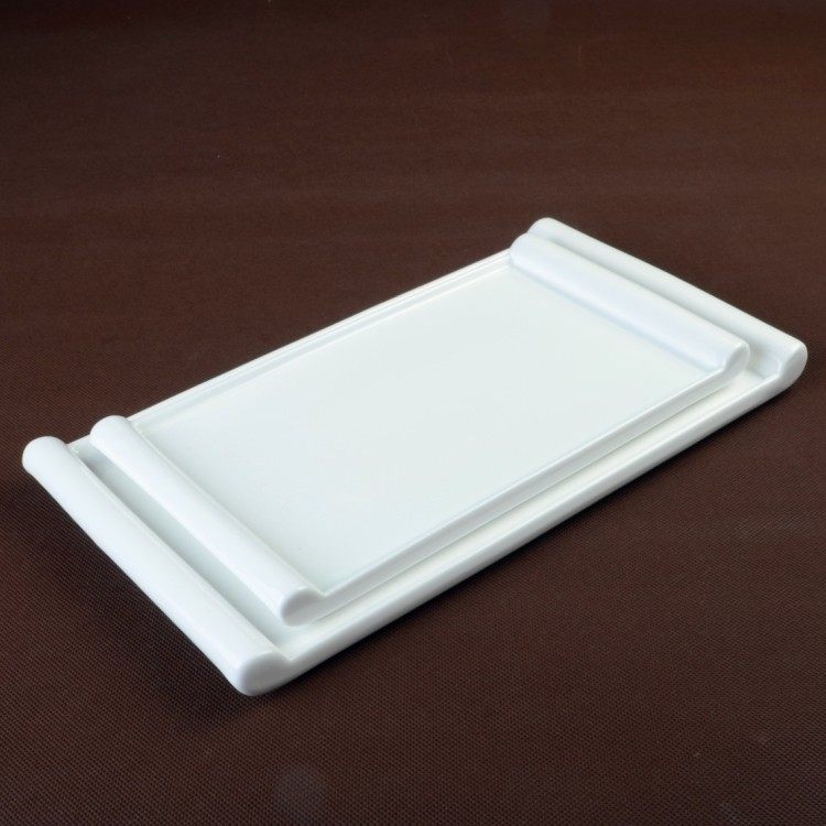 酒店16寸大陶瓷长方托盘长方形平盘收纳盘寿司盘展示摆盘面包盘