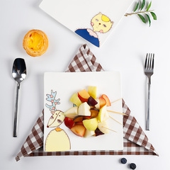 牛排盘子陶瓷创意方形餐具卡通平盘家用碟子水果盘菜盘早餐西餐盘