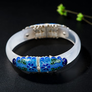 Thai new opening retro burn blue cloisonne 925 Silver ladies bracelets jade bracelets ladies