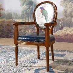 全实木餐椅 休闲椅 美式乡村欧式复古雕花家用椅子M3256