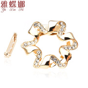 Ya-na Korean rhinestone scarf buckle dual chest flowers career pins brooch shawl chain scarf clips