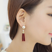 Vogue Korea trend of the new Pearl tassel short elegant temperament earrings vintage girl Jewelry Accessories ear jewelry