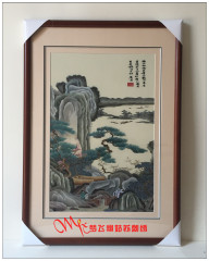 刺绣苏绣手工成品精品刺绣苏绣客厅画玄关家庭装饰画苏绣唐寅山水