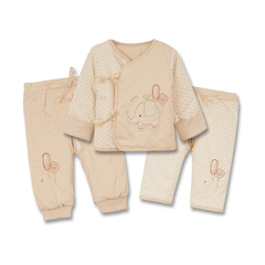 偶园新生儿衣服婴儿彩棉三件套系绑带男女宝宝和尚服0-3-6月