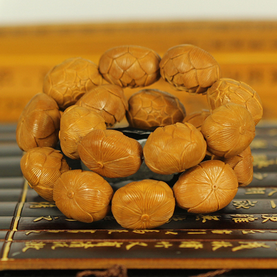 山后杯优秀作品奖 苏工核雕名家于辉精雕《莲花》手串 57g