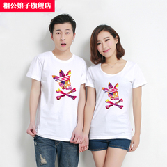 情侣T恤 夏季原创个性印花街头创意图案男女韩版修身纯棉 T恤短袖