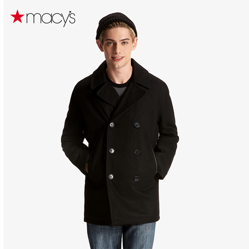 Macy's男士青年秋冬海军风双排扣毛呢大衣英伦外套潮INC164001319-tmall.hk天猫国际产品展示图1