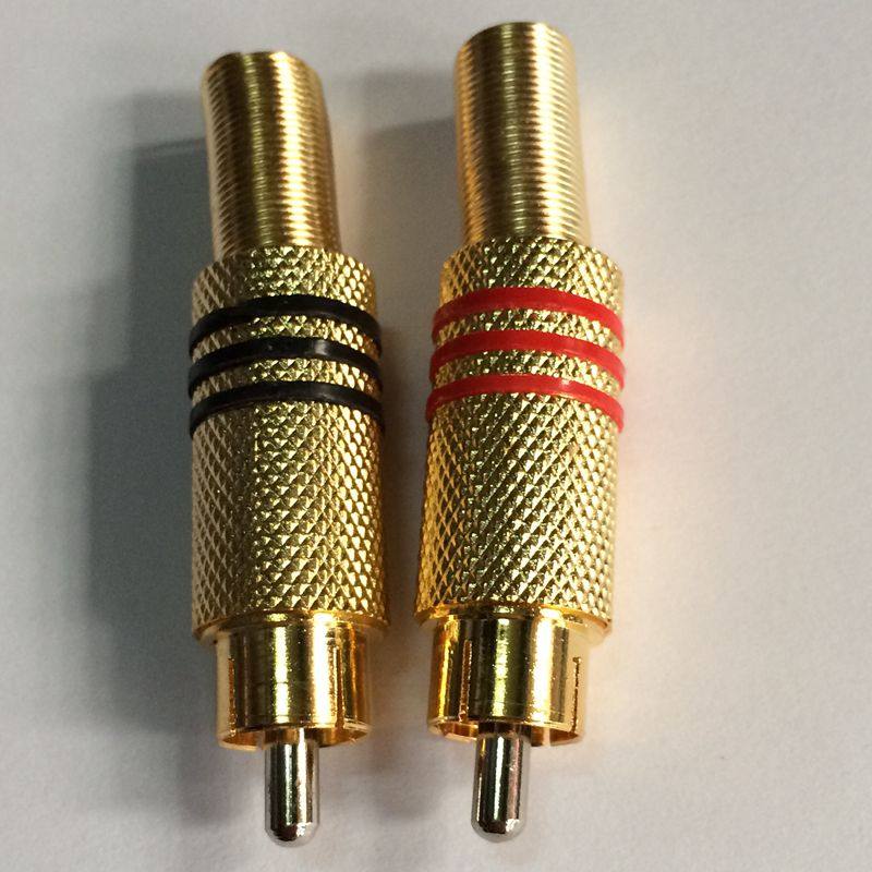 坤雪免焊型av红白莲花接头视频输入插头电视rca头