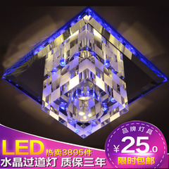 七彩过道灯led吸顶灯走廊灯现代简约灯 正方形玄关灯led水晶灯具