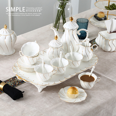 欧式骨瓷茶具咖啡杯套装下午茶套装15头带陶瓷托盘收纳咖啡具送礼