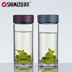 SHIMIZU/清水玻璃杯子 商务办公玻璃杯单层透明水晶杯子茶杯360ml