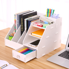 雅昶 欧式办公桌面带抽屉收纳盒简约书架书桌置物整理架子