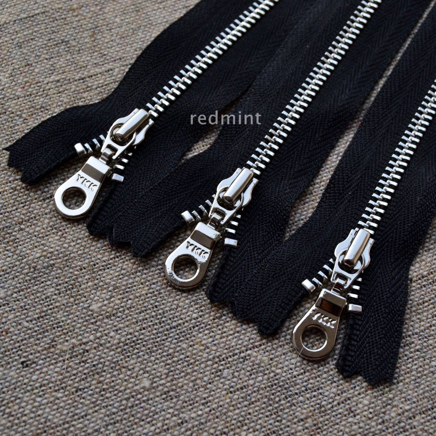 ykk拉链3号亮银闭尾黑带袖口领口箱包皮具拼布布艺diy金属铜拉锁