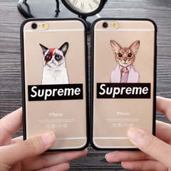 苹果iPhone6 6p透明壳iPhone6s手机壳supreme猫咪卡通保护套4.7寸