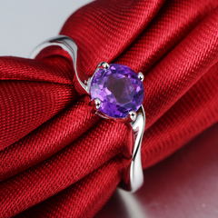 东行记天然紫水晶戒指彩宝戒指满天星戒指细
