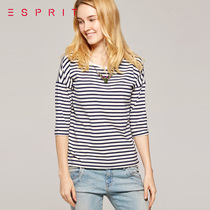 【包邮】新品 ESPRIT 女士条纹中袖T恤-085EE1K018 吊牌价359