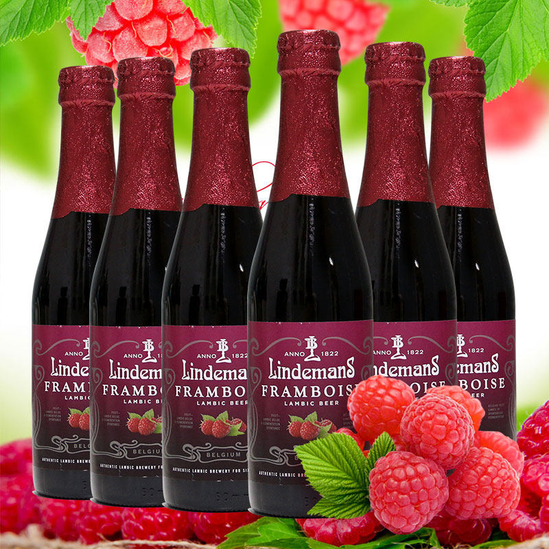 进口比利时lindemans林德曼山莓香槟精酿女士啤酒组合250ml6
