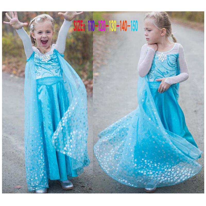 Halloween Elsa Kids Girls Anna Dress Princess Costume Cos