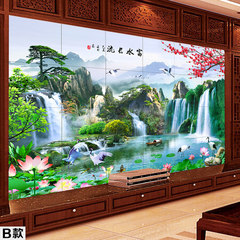 塞拉维3D山水迎客松瓷砖背景墙中式客厅影视墙瓷砖电视墙砖陶瓷画