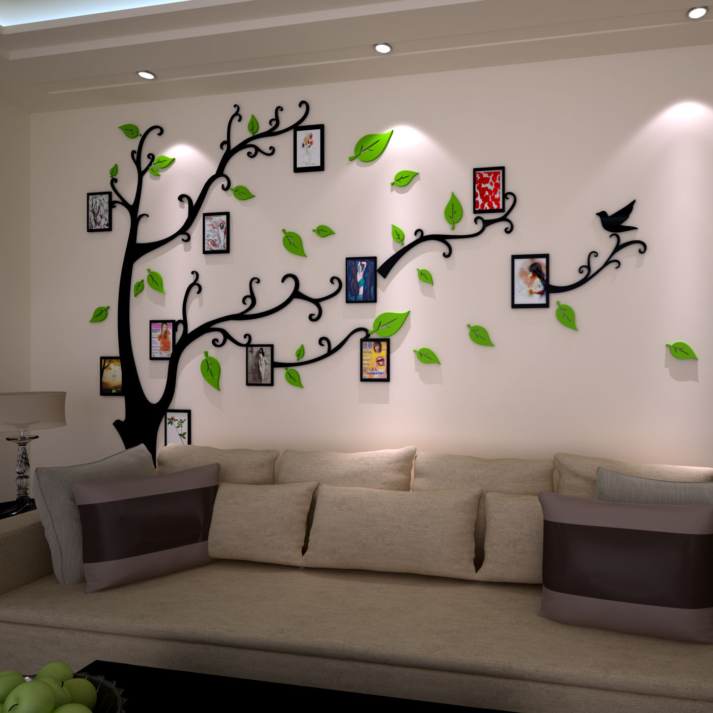 相框墙照片树3d水晶亚克力立体墙贴画客厅沙发电视背景墙创意装饰
