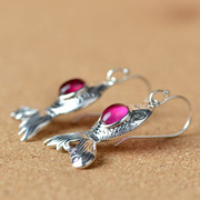 Thai Ruby Earrings 925 Silver Korea fashion long exaggerate individuality jewelry, authentic new