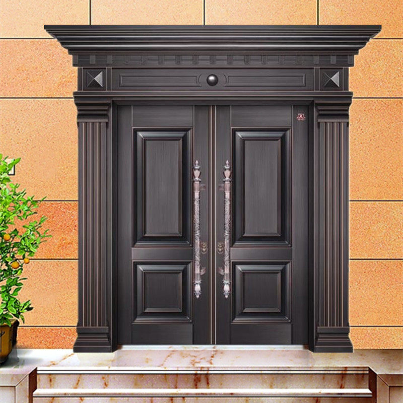 大门2015新款铁合金开门别墅四开仿真铜门防盗门进户门