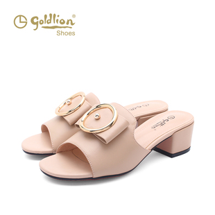 香奈兒logo的由來 Goldlion 金利來女鞋 拖鞋女夏時尚外穿室外2020 一字涼拖女中跟 香奈兒的的包