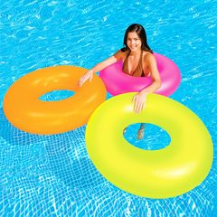 美国INTEX-59262成人游泳圈 儿童浮圈大人泳圈萤光色游泳圈送气筒