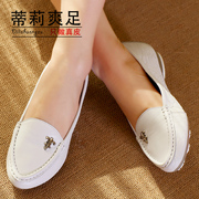 2015 spring new leather shoes with round head flat casual shoes asakuchi nurse Tilly cool metal buckle set foot feet