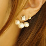 Korea Korean temperament after the Belle stars fashion jewelry faux Pearl hanging rhinestone earrings women''s earrings