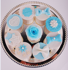 凡西创意烘焙婚礼甜品桌百日宴甜品桌梦幻蓝色翻糖纸杯蛋糕 12枚