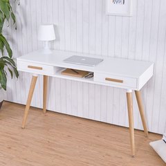 斯品家居 现代简约书桌办公桌 书房北欧风橡木电脑桌工作桌带抽屉