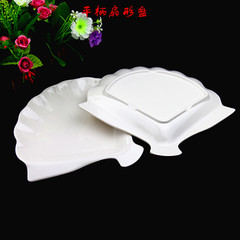 美耐宝密胺仿瓷餐具扇形盘子菜盘塑料碟盘子寿司小吃火锅牛排白色
