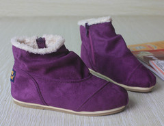 紫色保暖短靴儿童雪地靴可爱毛毛靴女童