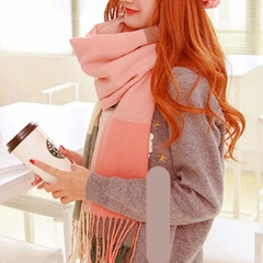 韩国可爱超长大格子围巾女秋冬季仿羊绒围脖韩版学生针织保暖披肩