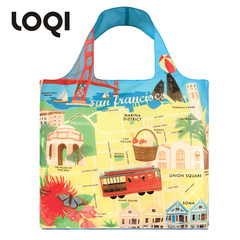 德国LOQI时尚万用袋折叠便携大容量妈咪包旅行环保购物袋 旧金山