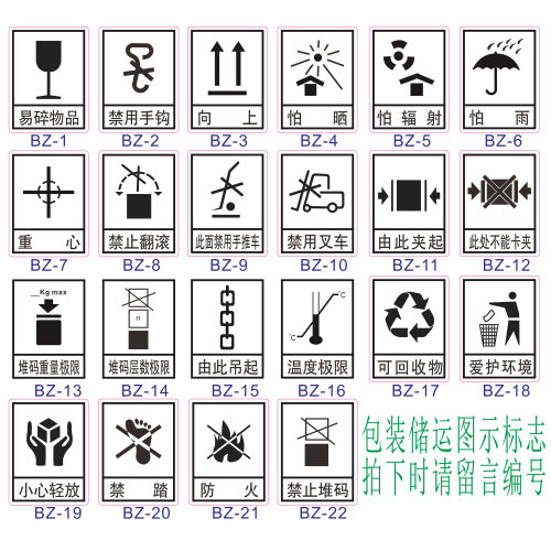 易碎物品向上防潮防晒踩踏小心轻放警示标识标贴包装储运标志贴