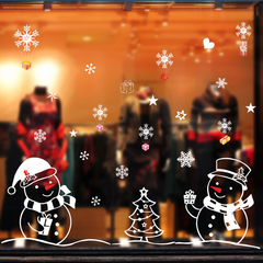 创意圣诞节雪人装饰商场店铺橱窗玻璃贴纸墙贴画自粘壁纸门贴窗花