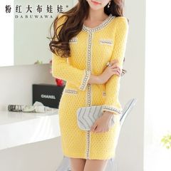 Summer dress big pink dolls in 2015 new dress long Korean knitted dresses