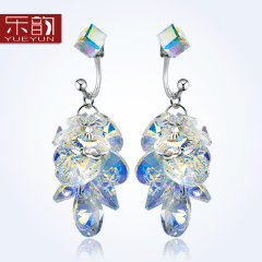 Music Korea hypoallergenic female temperament long crystal earrings 925 Silver fashion jewelry earrings decorated earring